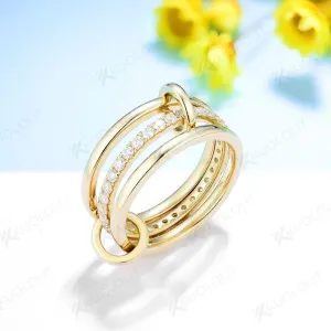 18K Yellow Gold Moissanite Ring for Women Solid Jewelry for Engagement