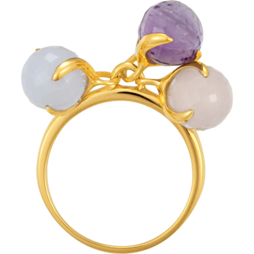 18k Yellow Gold Vermeil Multi-Gemstone Ring Size 8