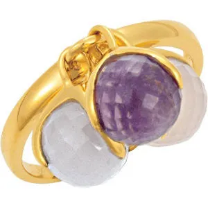 18k Yellow Gold Vermeil Multi-Gemstone Ring Size 8
