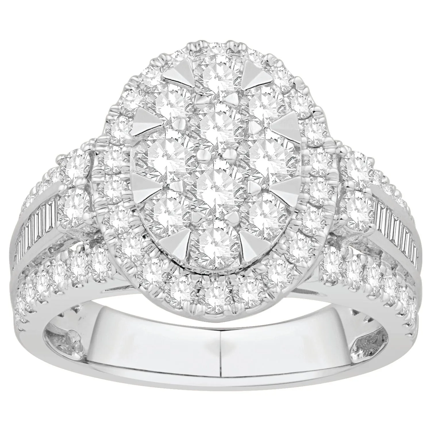 2 cttw Diamond Oval Halo Engagement Ring in 14k White Gold