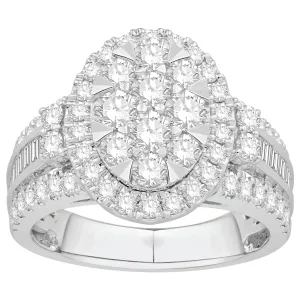 2 cttw Diamond Oval Halo Engagement Ring in 14k White Gold