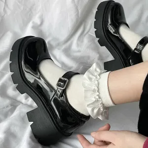 2025 Spring Platform Leather Shoes for Women – Casual Oxford Loafers, Thick-Bottom Wedge, Lolita Mary Jane Flats for Ladies
