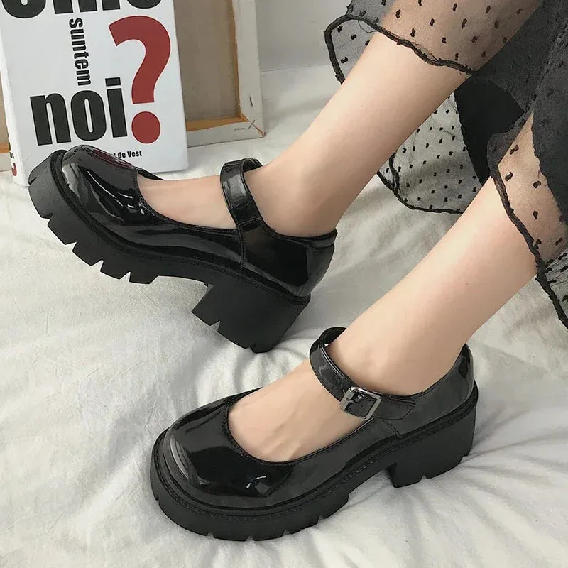 2025 Spring Platform Leather Shoes for Women – Casual Oxford Loafers, Thick-Bottom Wedge, Lolita Mary Jane Flats for Ladies