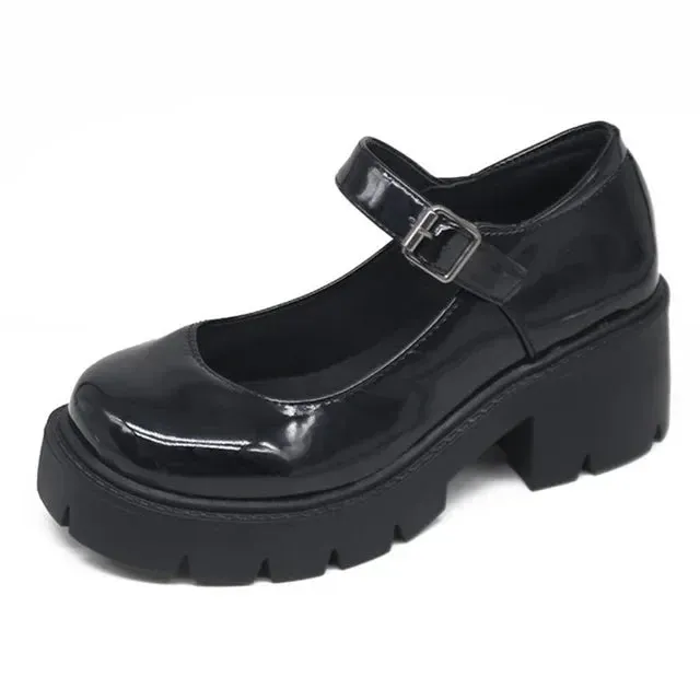 2025 Spring Platform Leather Shoes for Women – Casual Oxford Loafers, Thick-Bottom Wedge, Lolita Mary Jane Flats for Ladies