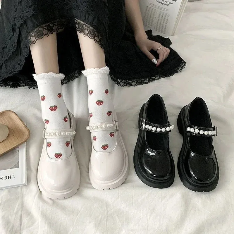 2025 Spring Platform Leather Shoes for Women – Casual Oxford Loafers, Thick-Bottom Wedge, Lolita Mary Jane Flats for Ladies