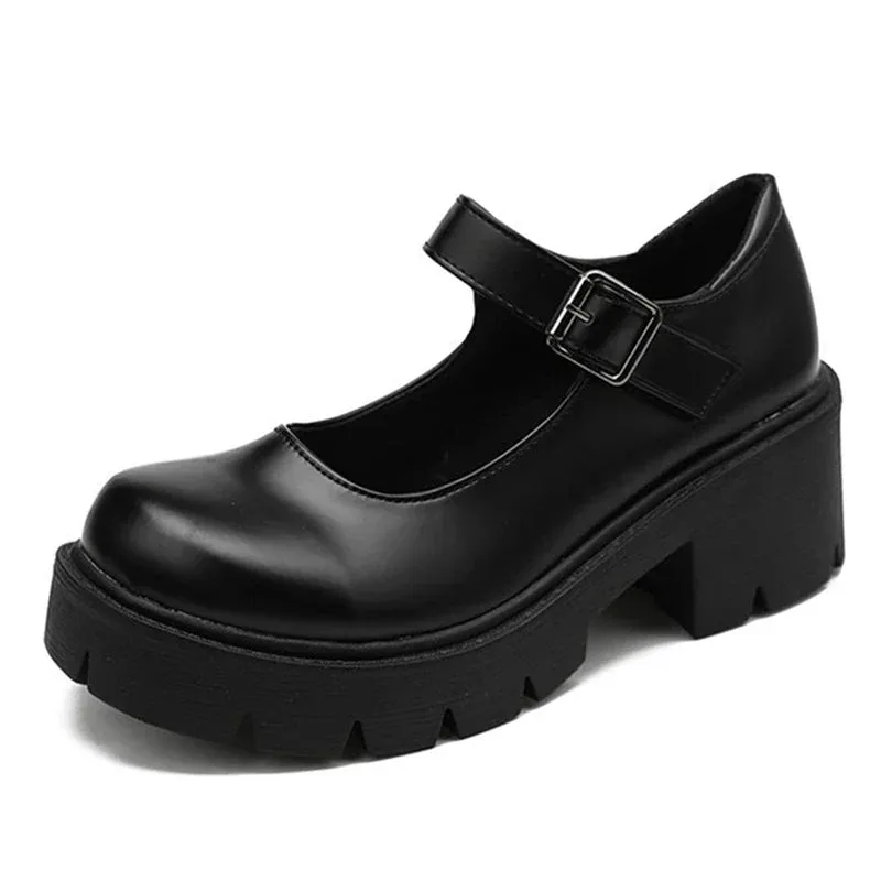 2025 Spring Platform Leather Shoes for Women – Casual Oxford Loafers, Thick-Bottom Wedge, Lolita Mary Jane Flats for Ladies