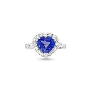 2.39 Carat Tanzanite Gemstone Heart Ring in 14k White Gold