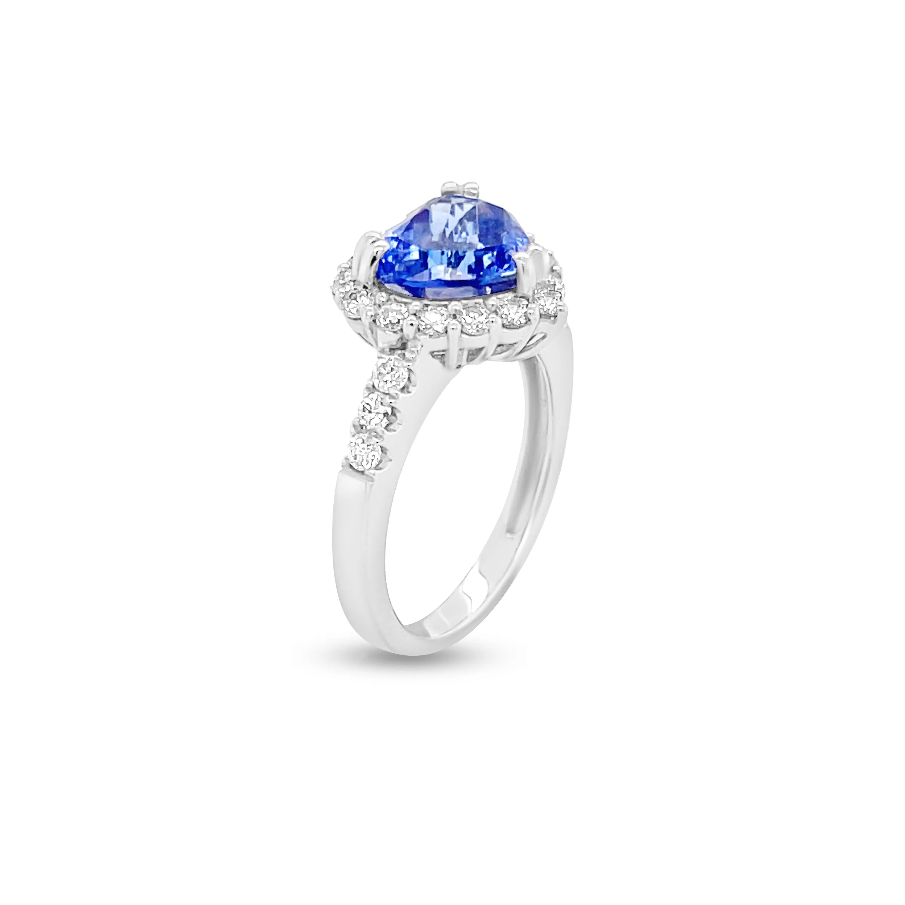 2.39 Carat Tanzanite Gemstone Heart Ring in 14k White Gold
