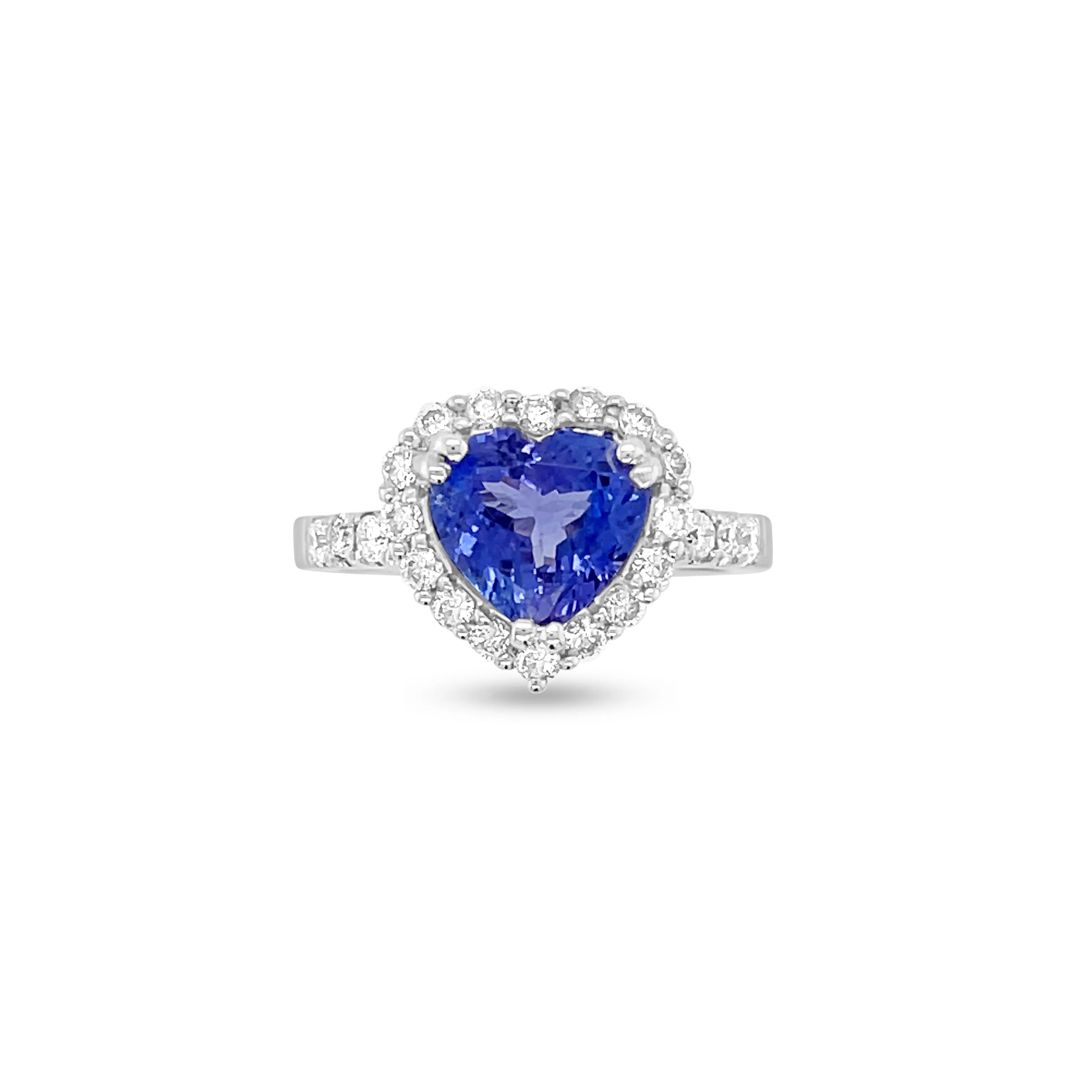 2.39 Carat Tanzanite Gemstone Heart Ring in 14k White Gold