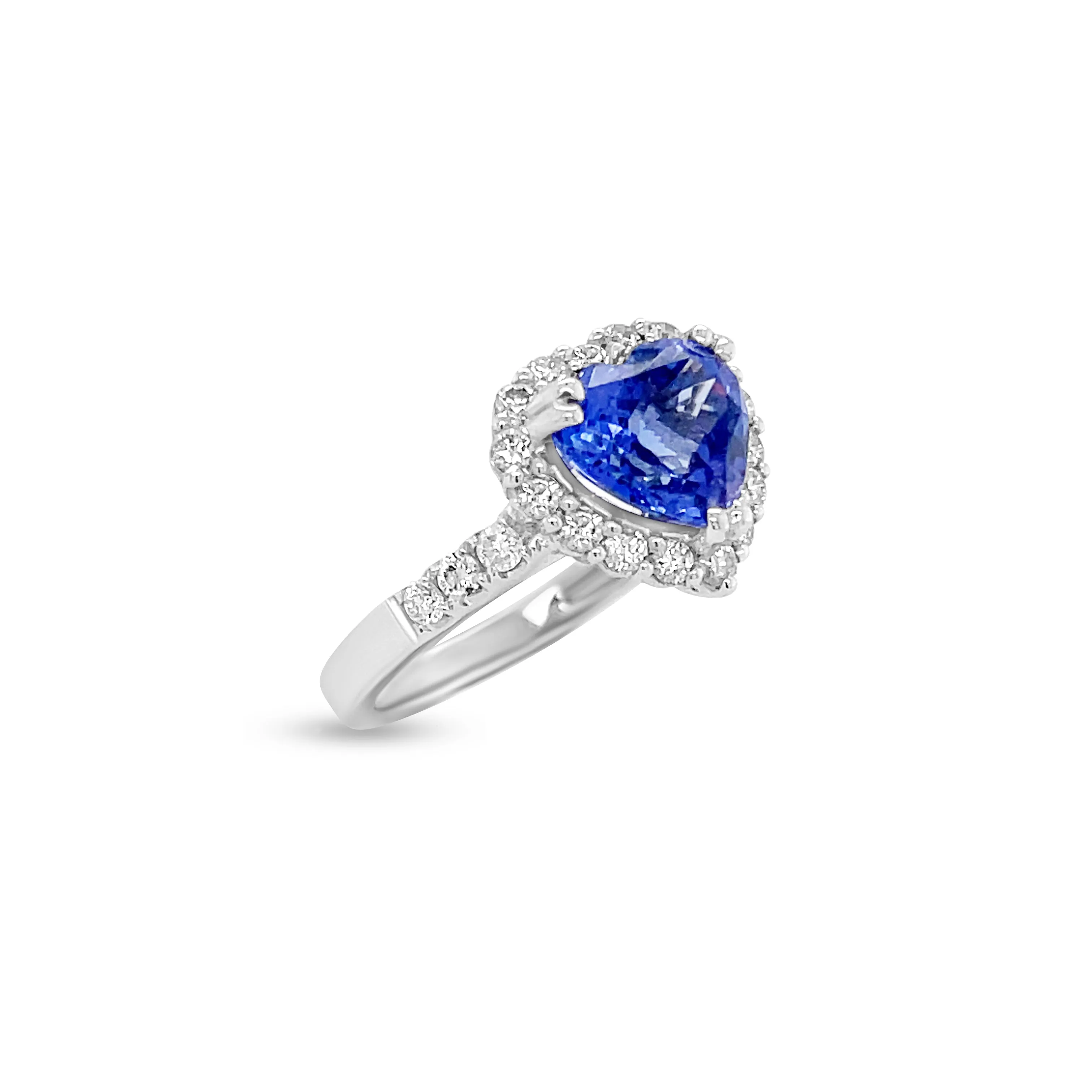 2.39 Carat Tanzanite Gemstone Heart Ring in 14k White Gold