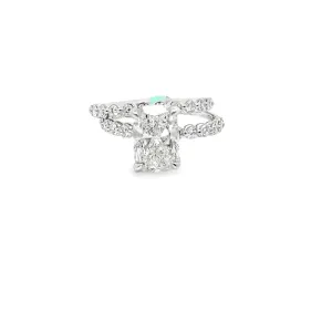 3CT Elongated Cushion Cut Diamond Engagement Ring Set