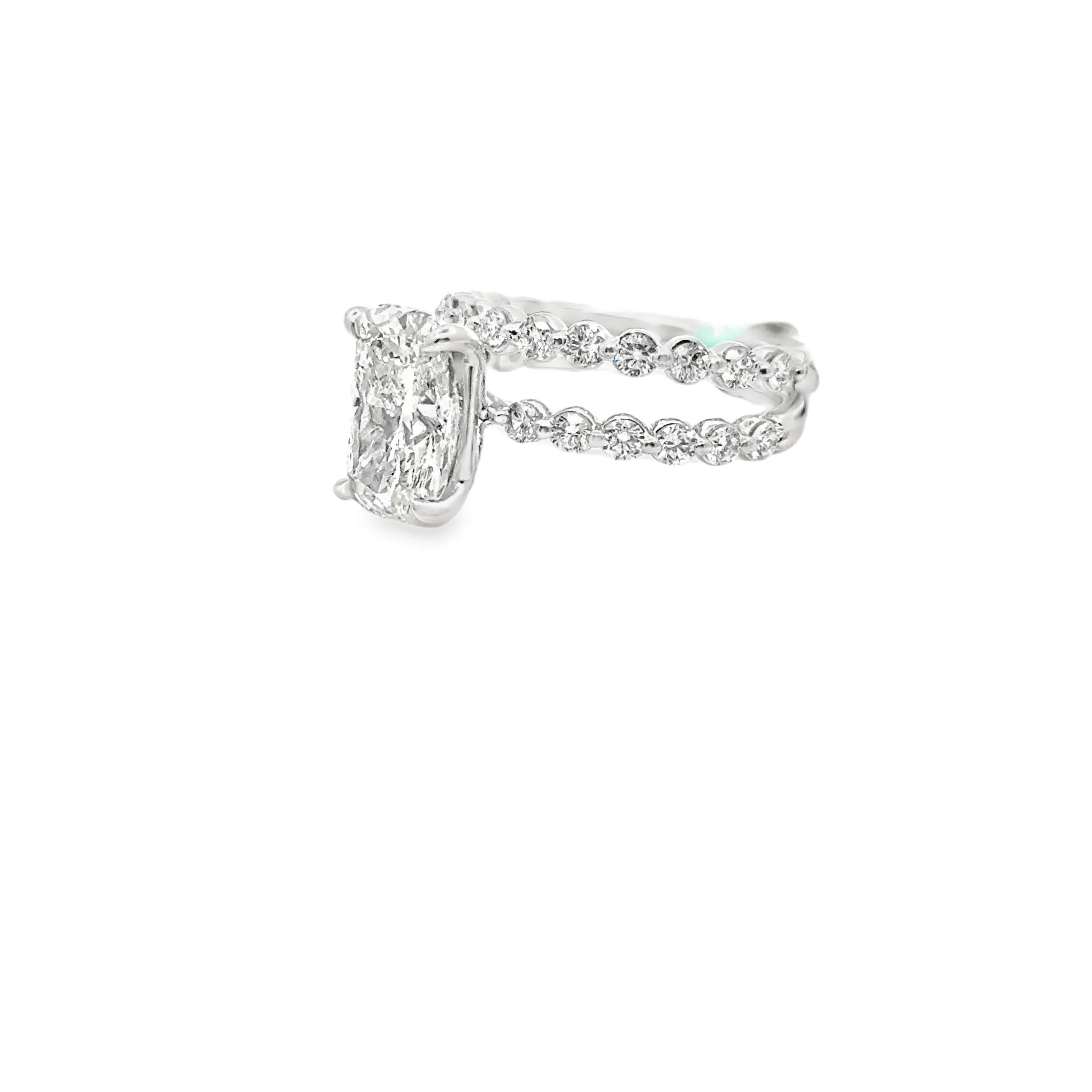 3CT Elongated Cushion Cut Diamond Engagement Ring Set