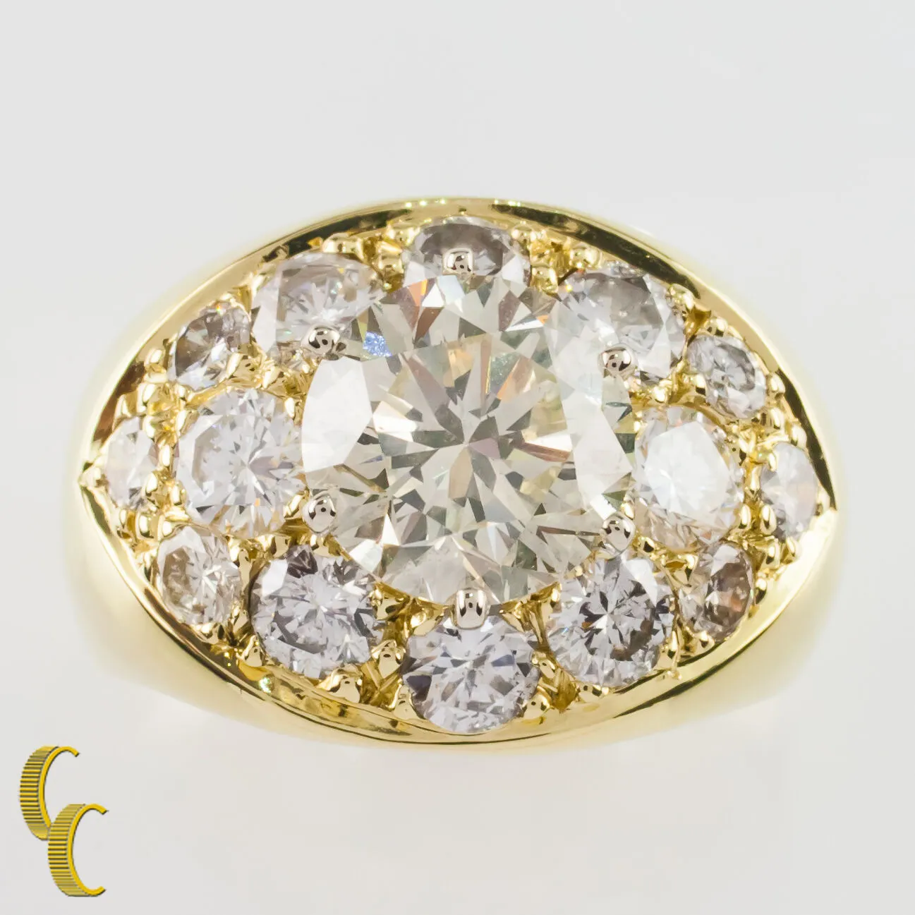 4.82 carat Round Brilliant Diamond 18k Yellow Gold Cocktail Ring Size 5