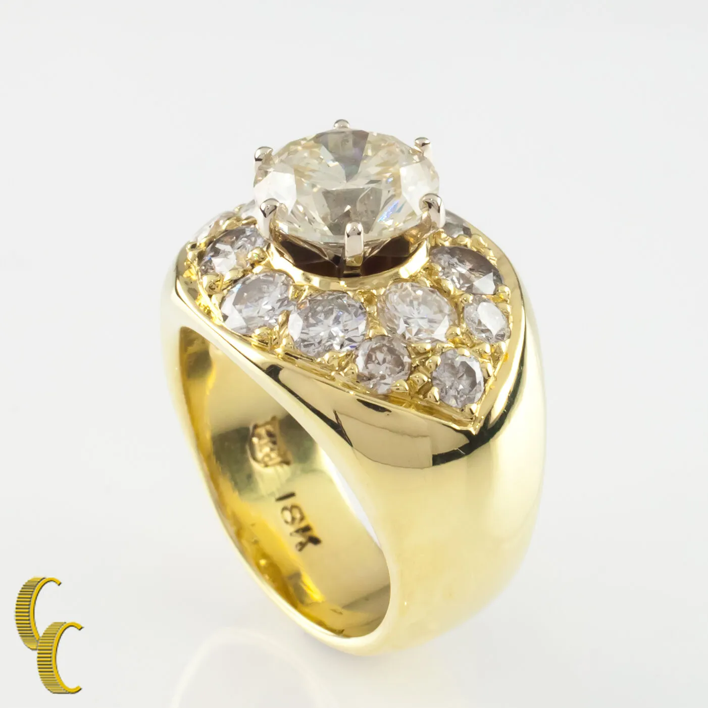 4.82 carat Round Brilliant Diamond 18k Yellow Gold Cocktail Ring Size 5