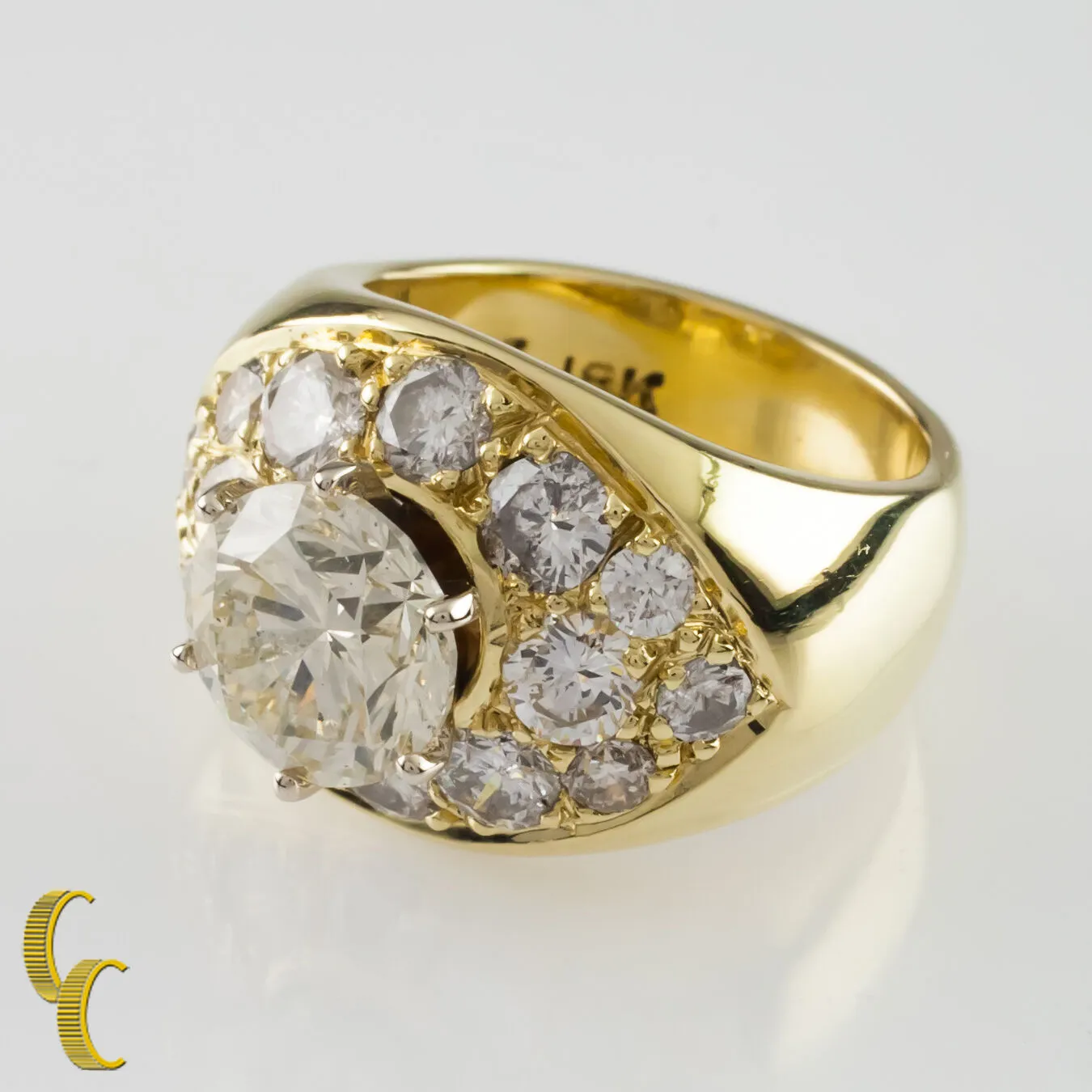 4.82 carat Round Brilliant Diamond 18k Yellow Gold Cocktail Ring Size 5
