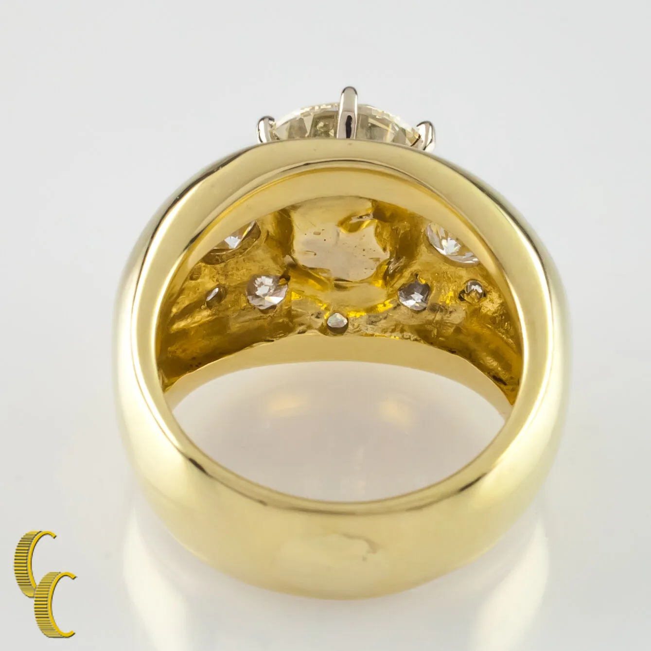 4.82 carat Round Brilliant Diamond 18k Yellow Gold Cocktail Ring Size 5