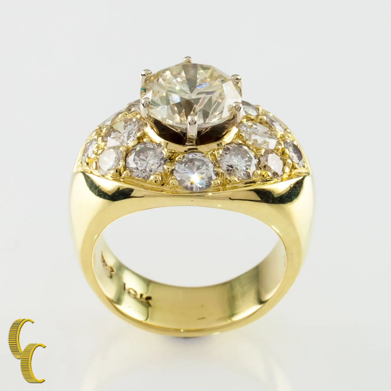 4.82 carat Round Brilliant Diamond 18k Yellow Gold Cocktail Ring Size 5