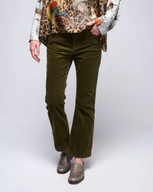 5 pocket kick flare - green
