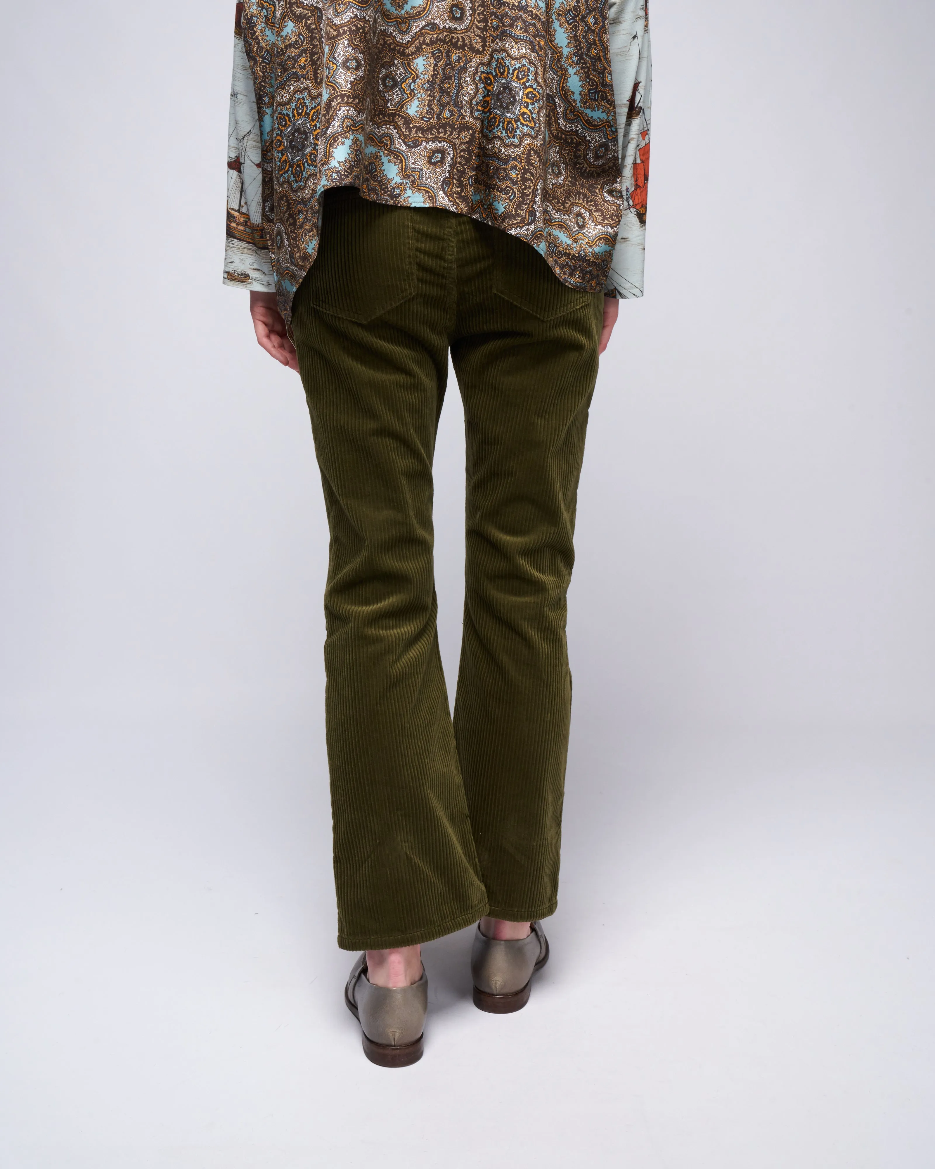 5 pocket kick flare - green