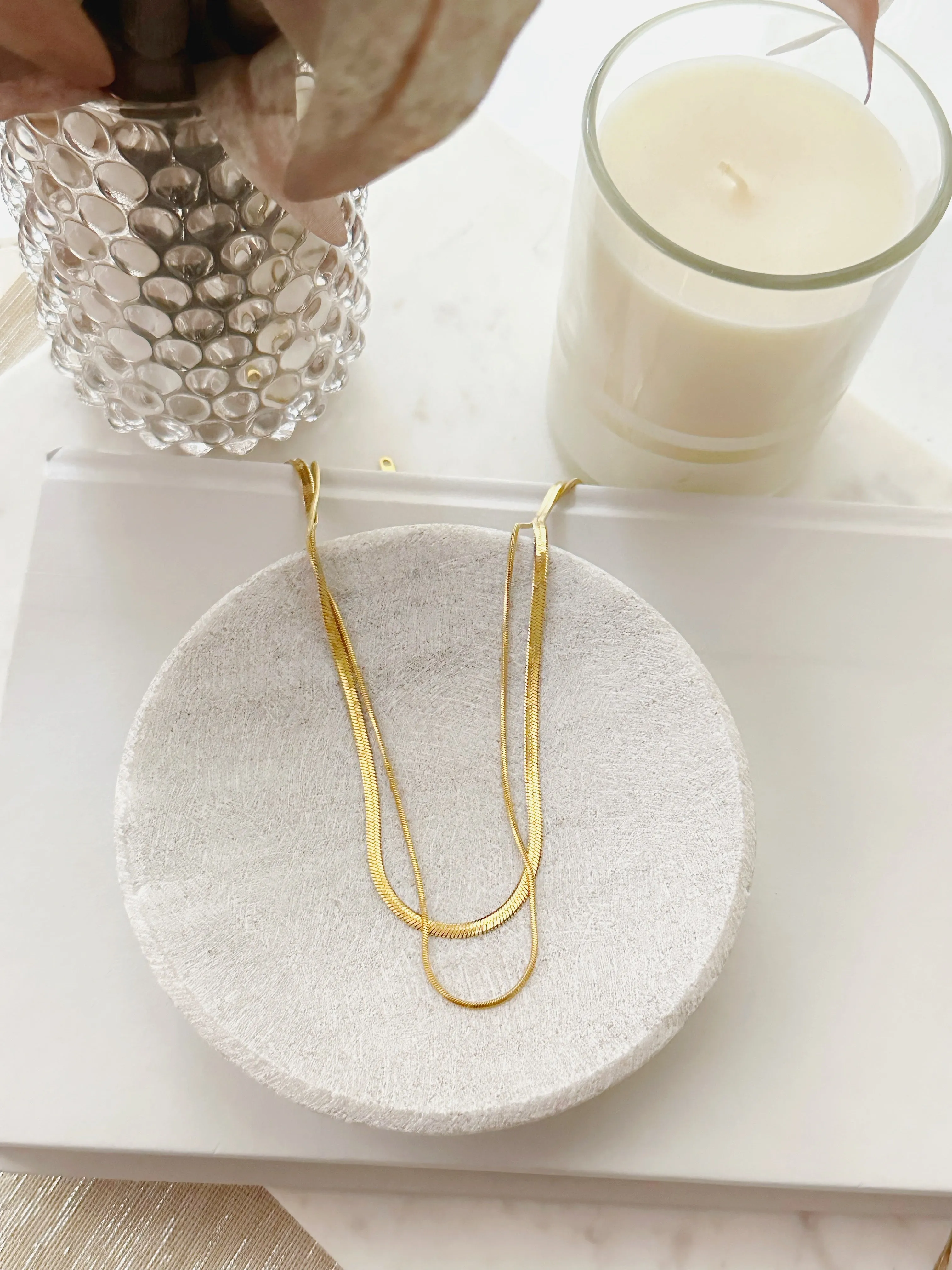 8857JN -  Double Chain Herringbone Gold Filled Necklace