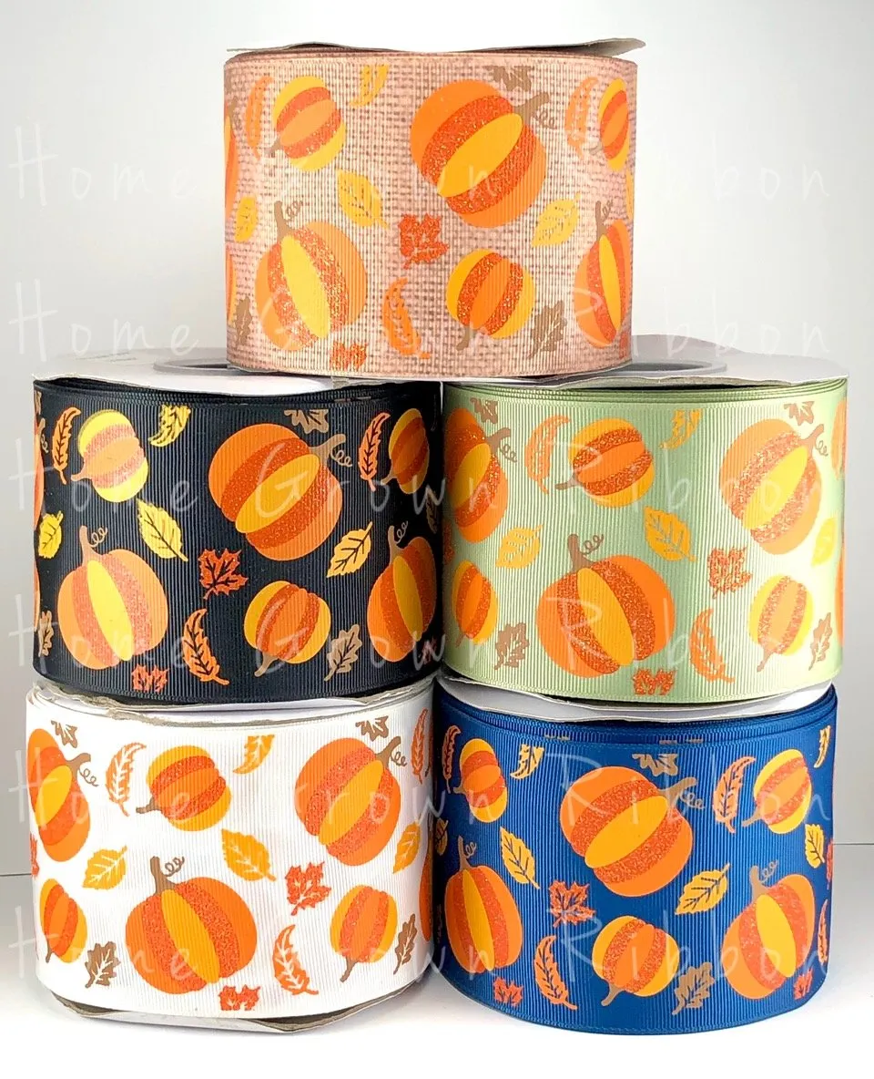 All Year Long, I Dream of Fall Pumpkin Scatter Coordinate 3 Inch USDR Ribbon