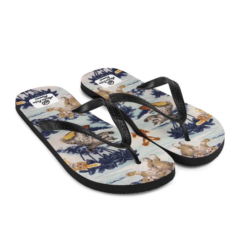 Aloha Tribe -Surfing Cats- Flip-Flops