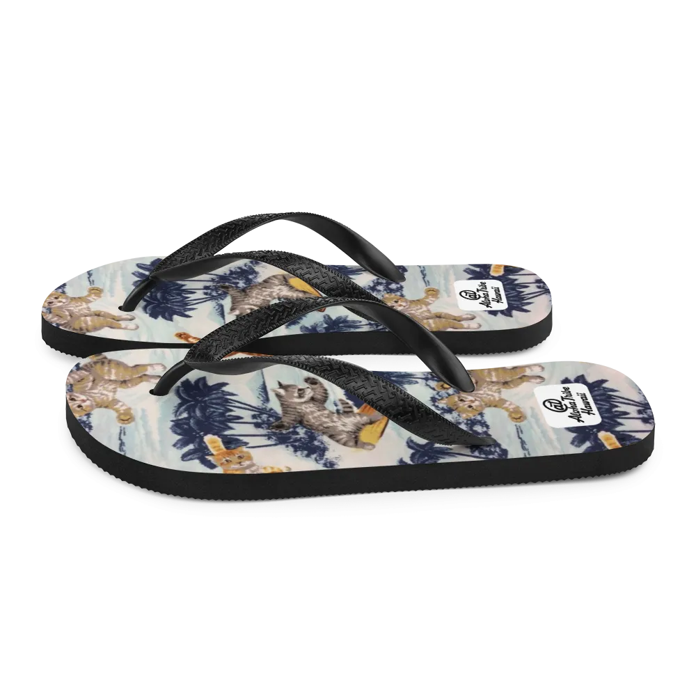 Aloha Tribe -Surfing Cats- Flip-Flops