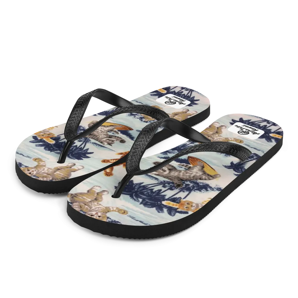 Aloha Tribe -Surfing Cats- Flip-Flops