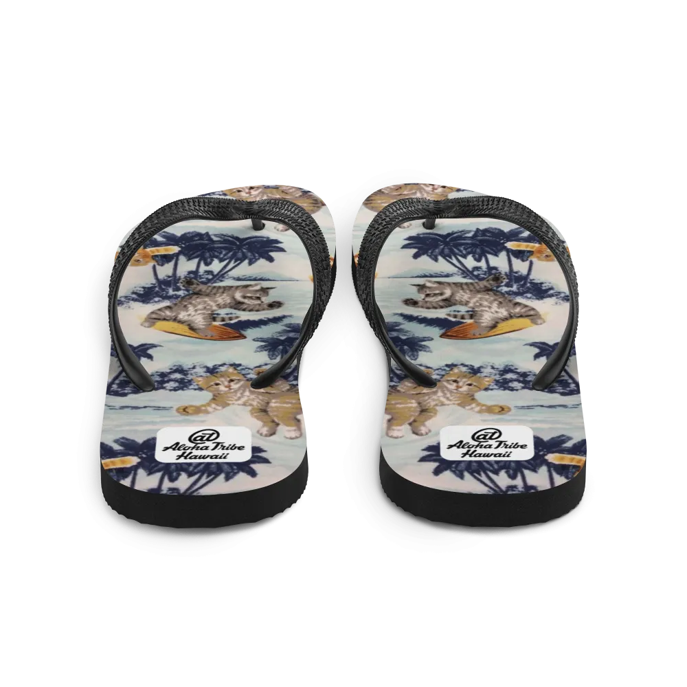Aloha Tribe -Surfing Cats- Flip-Flops