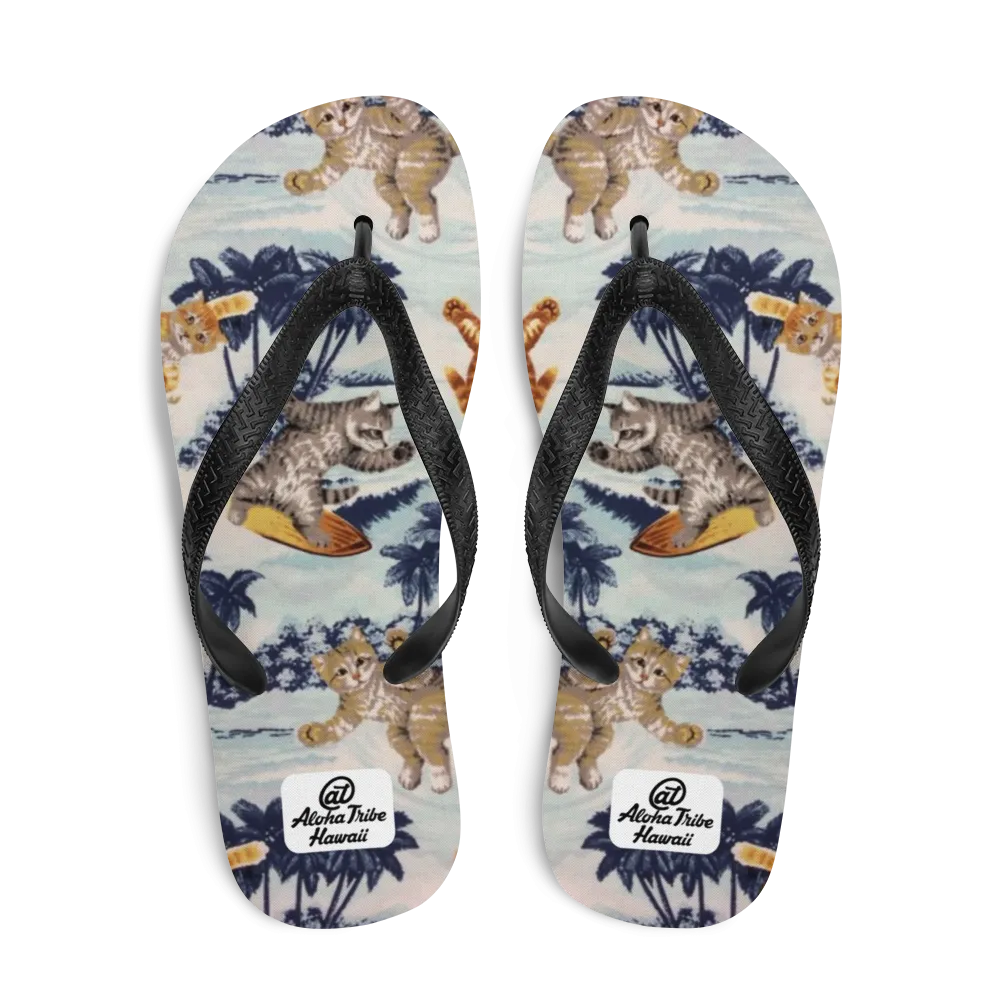 Aloha Tribe -Surfing Cats- Flip-Flops