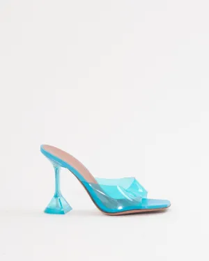 Amina Muaddi Blue PVC Lupita Mule Heels - 6.5
