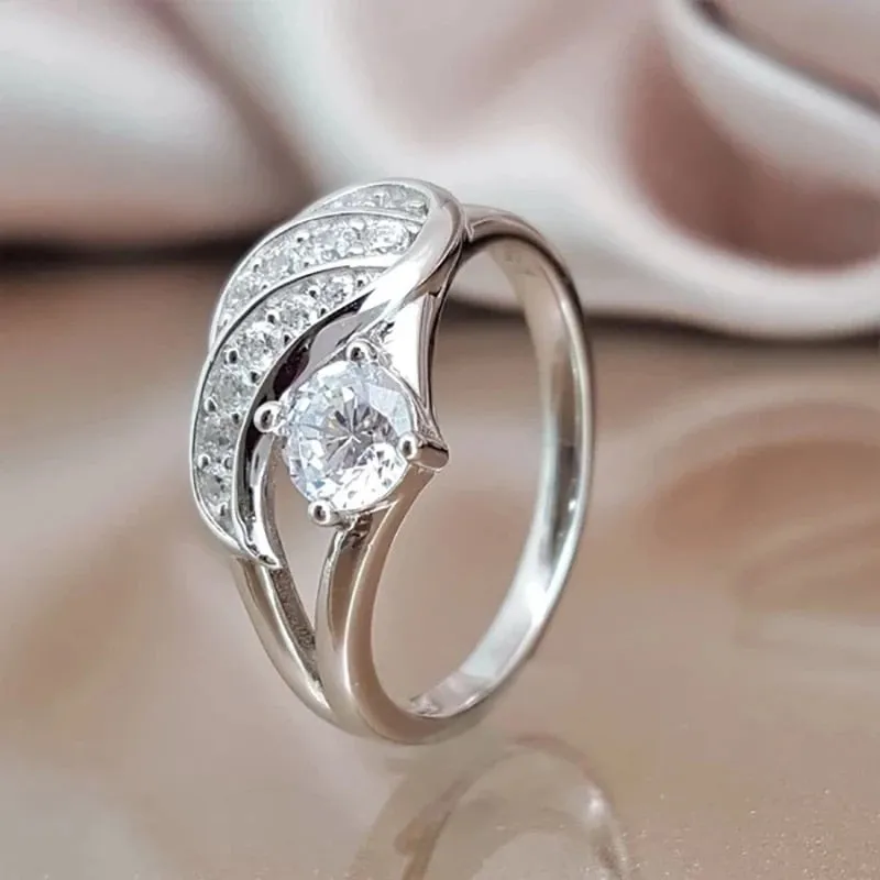 Angel Wings Zircon Gemstone Women's Ring Silver Jewelry Jewelry