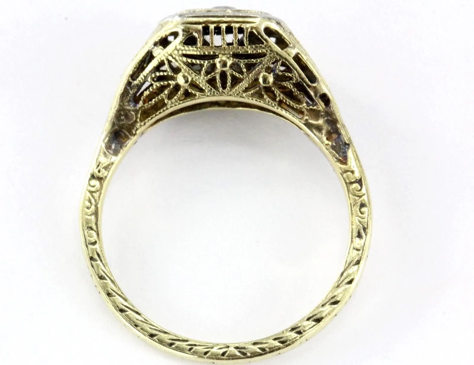 Antique Art Nouveau 14K Gold Old Mine Cut Diamond Engagement Ring