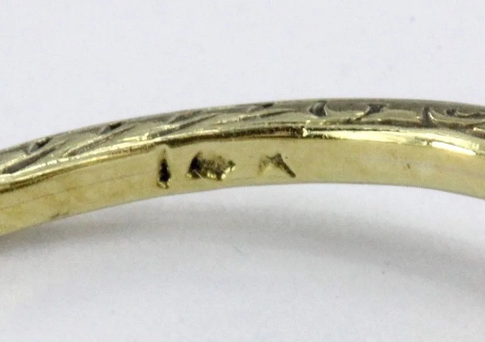 Antique Art Nouveau 14K Gold Old Mine Cut Diamond Engagement Ring