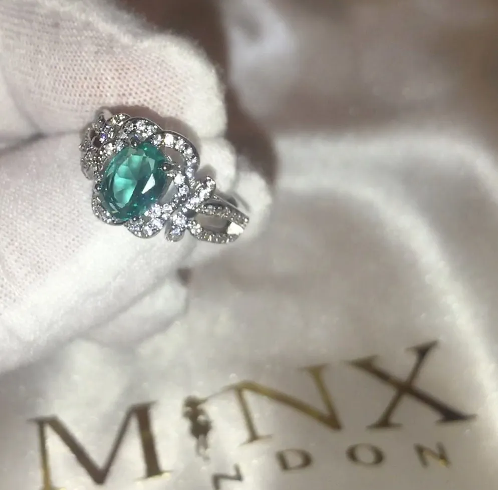 Aquamarine Ring | Aquamarine Diamond Ring | Aquamarine with Diamond Ring |  Green Diamond Ring | Blue Diamond Ring | Turquoise Ring