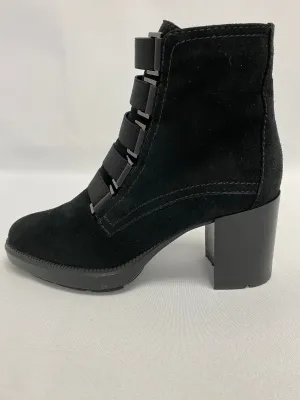 Aquatalia Black Suede Bootie with Side Zip and Elastic Bands