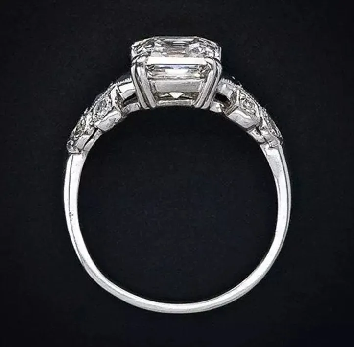 Asscher Diamond Ring | Blue Diamond Ring | Emerald Diamond Ring | Womens Engagement Ring | Asscher Ring | Womens Wedding Ring | Silver