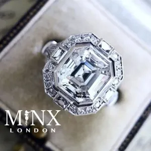 Asscher Diamond Ring | Vintage Diamond Ring | Emerald Diamond Ring | Womens Engagement Ring | Asscher Ring | Womens Wedding Ring | Silver