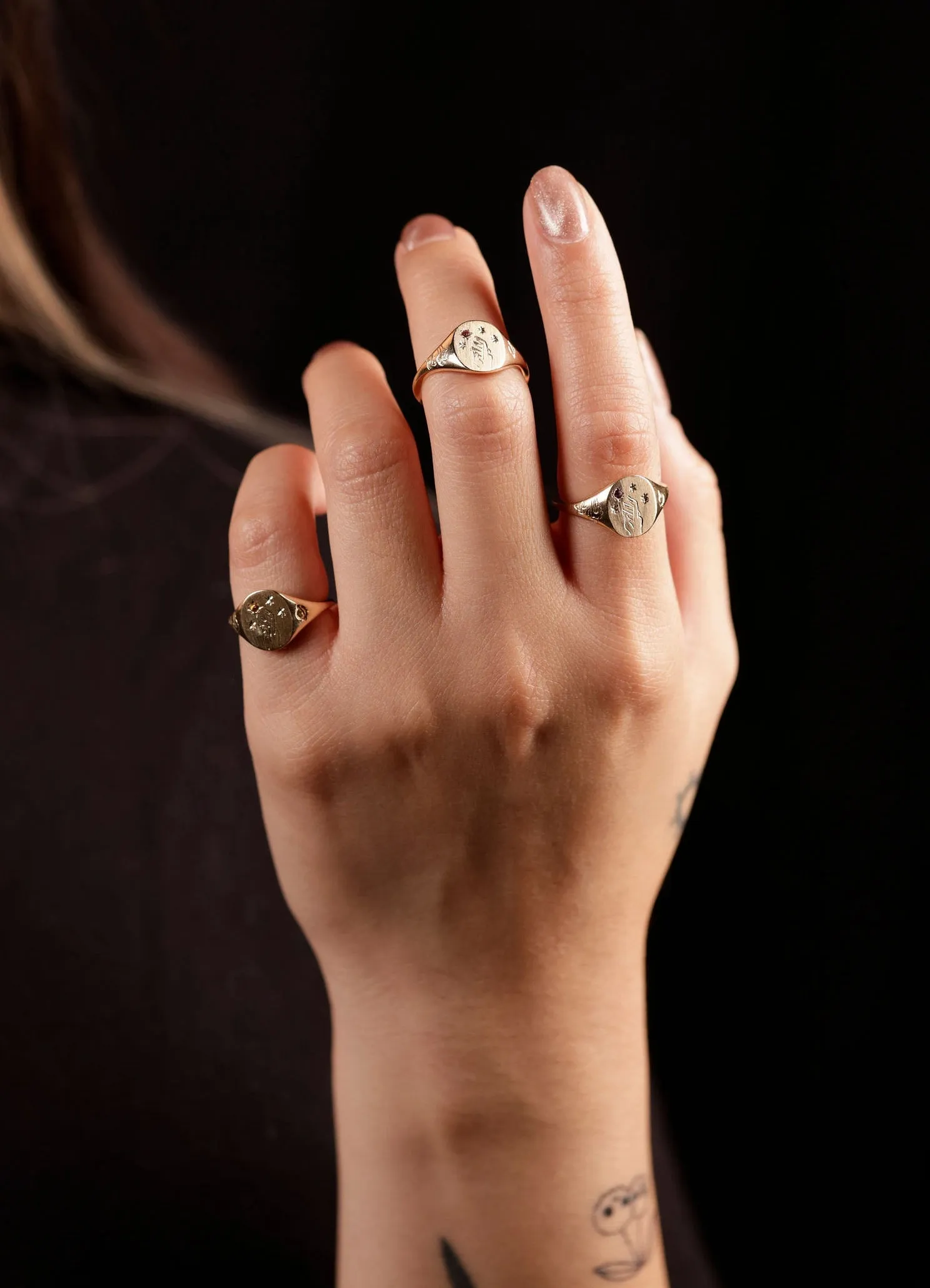 Astral Engraved Signet Rings