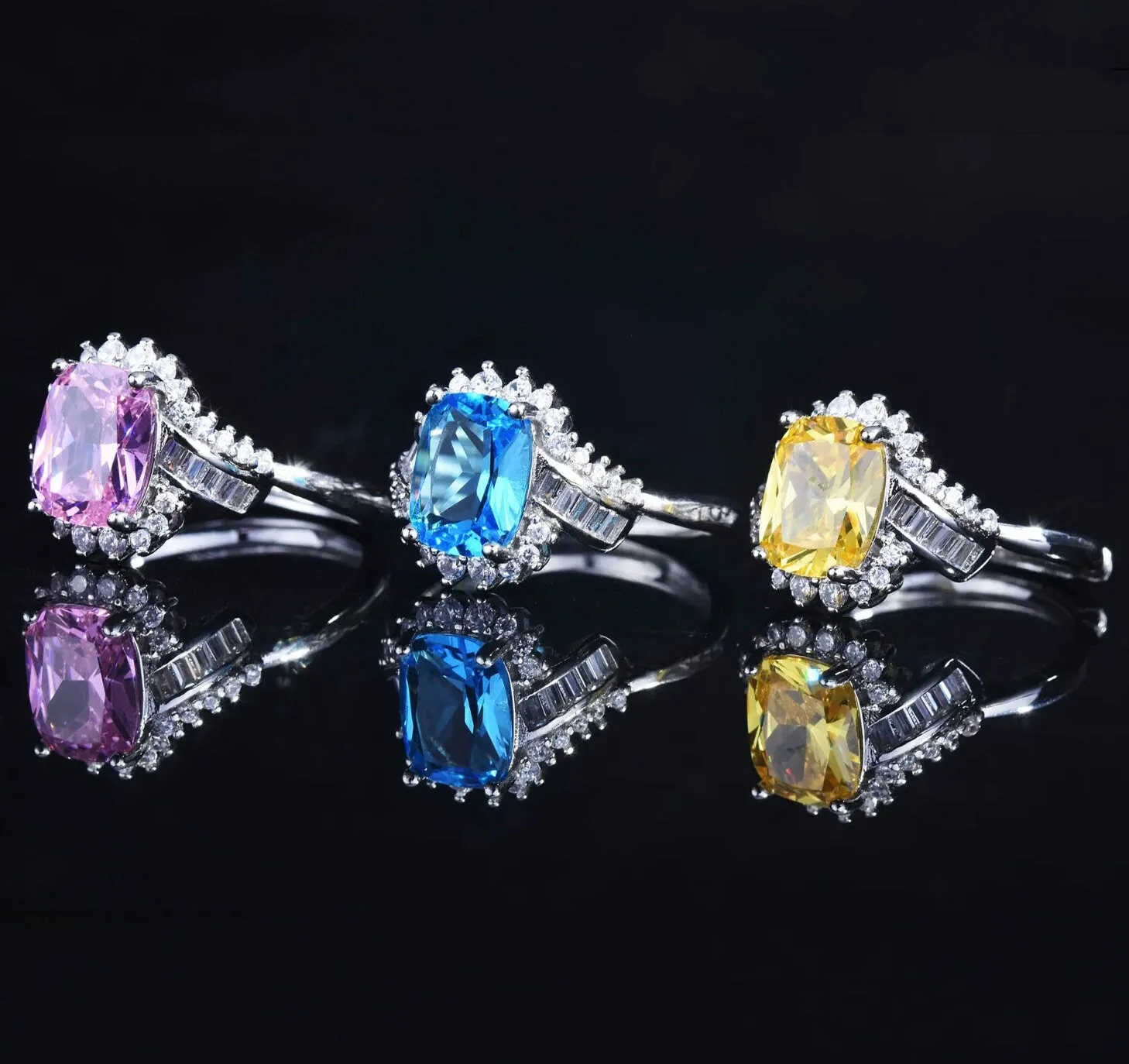 Baguette Diamond Ring | Womens Statement Ring |  Aquamarine Engagement Ring | Blue Diamond Ring | Blue Tourmaline Ring | Blue Gemstone Ring