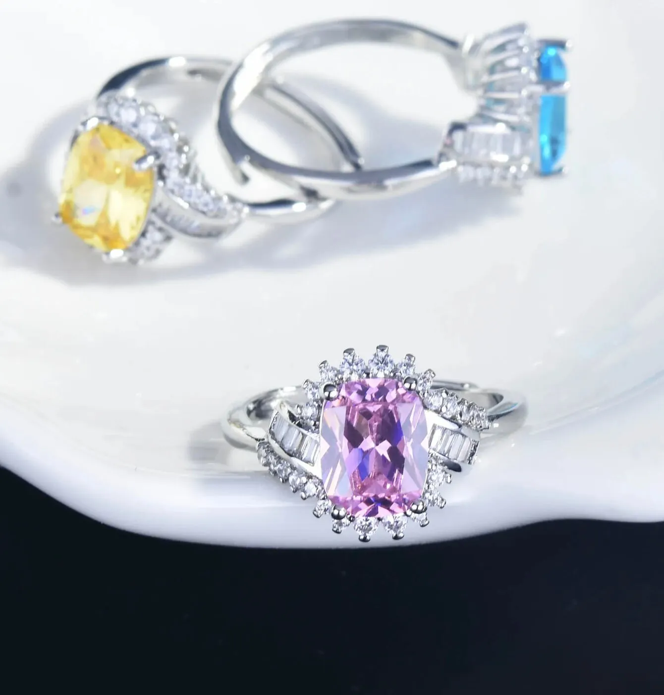 Baguette Diamond Ring | Womens Statement Ring |  Aquamarine Engagement Ring | Blue Diamond Ring | Blue Tourmaline Ring | Blue Gemstone Ring
