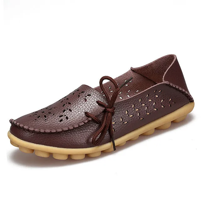 Ballet Summer Cut Out Women Genuine Leather Shoes