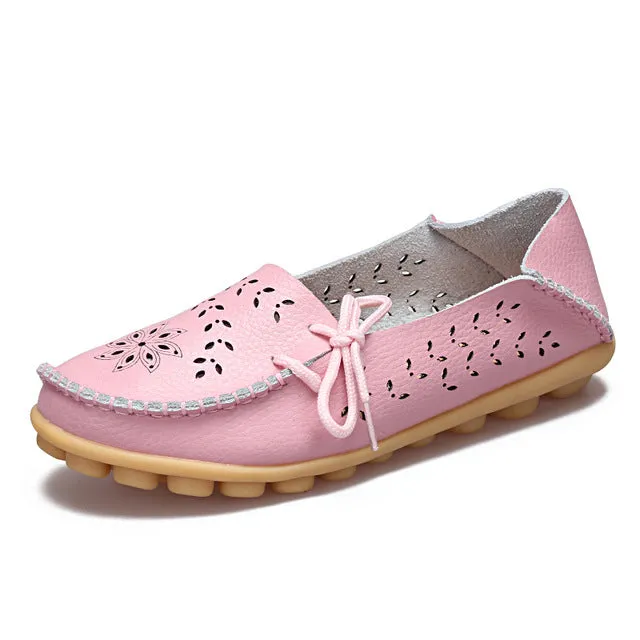Ballet Summer Cut Out Women Genuine Leather Shoes