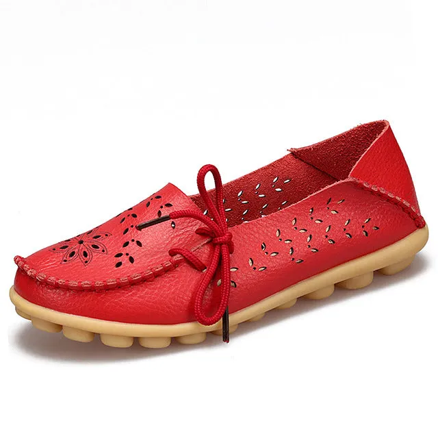 Ballet Summer Cut Out Women Genuine Leather Shoes