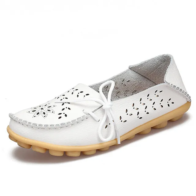 Ballet Summer Cut Out Women Genuine Leather Shoes