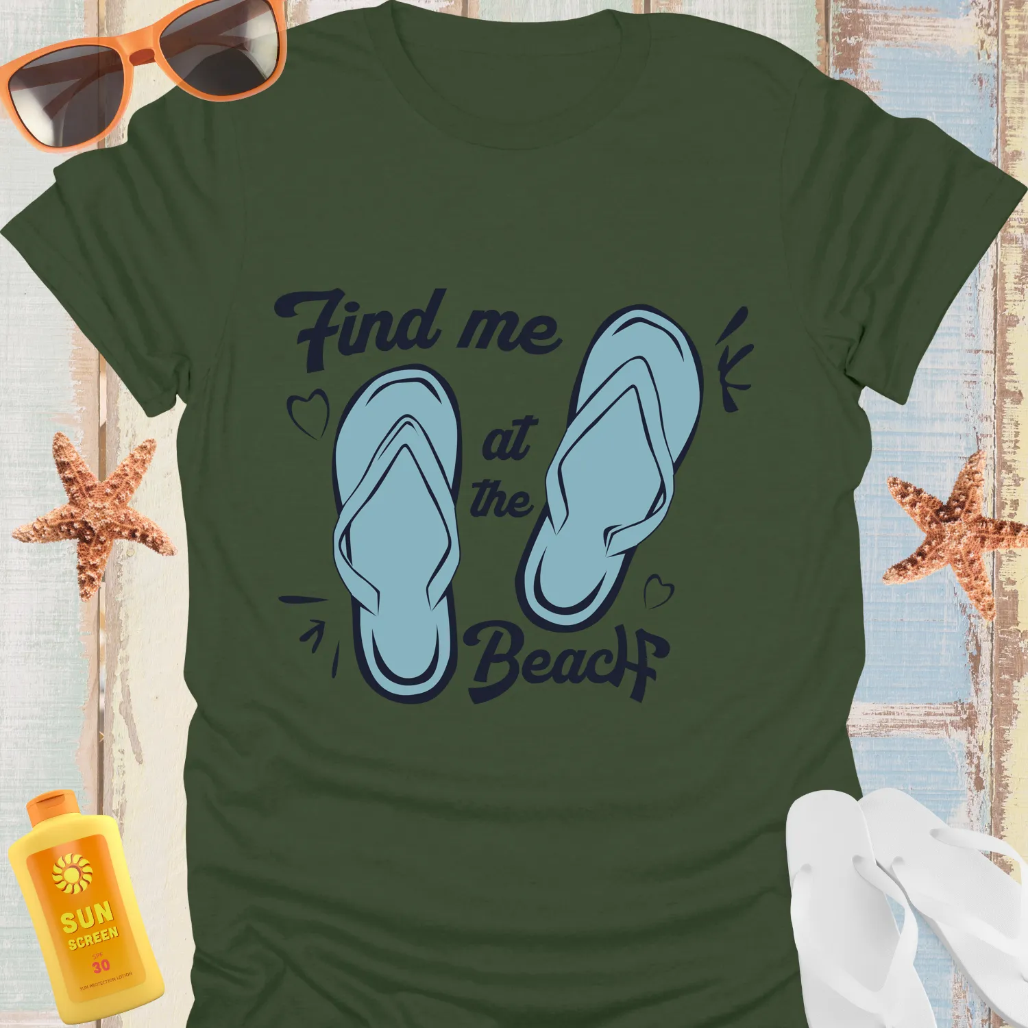 Beach Find Me At The Beach T-Shirt With Flip-Flops