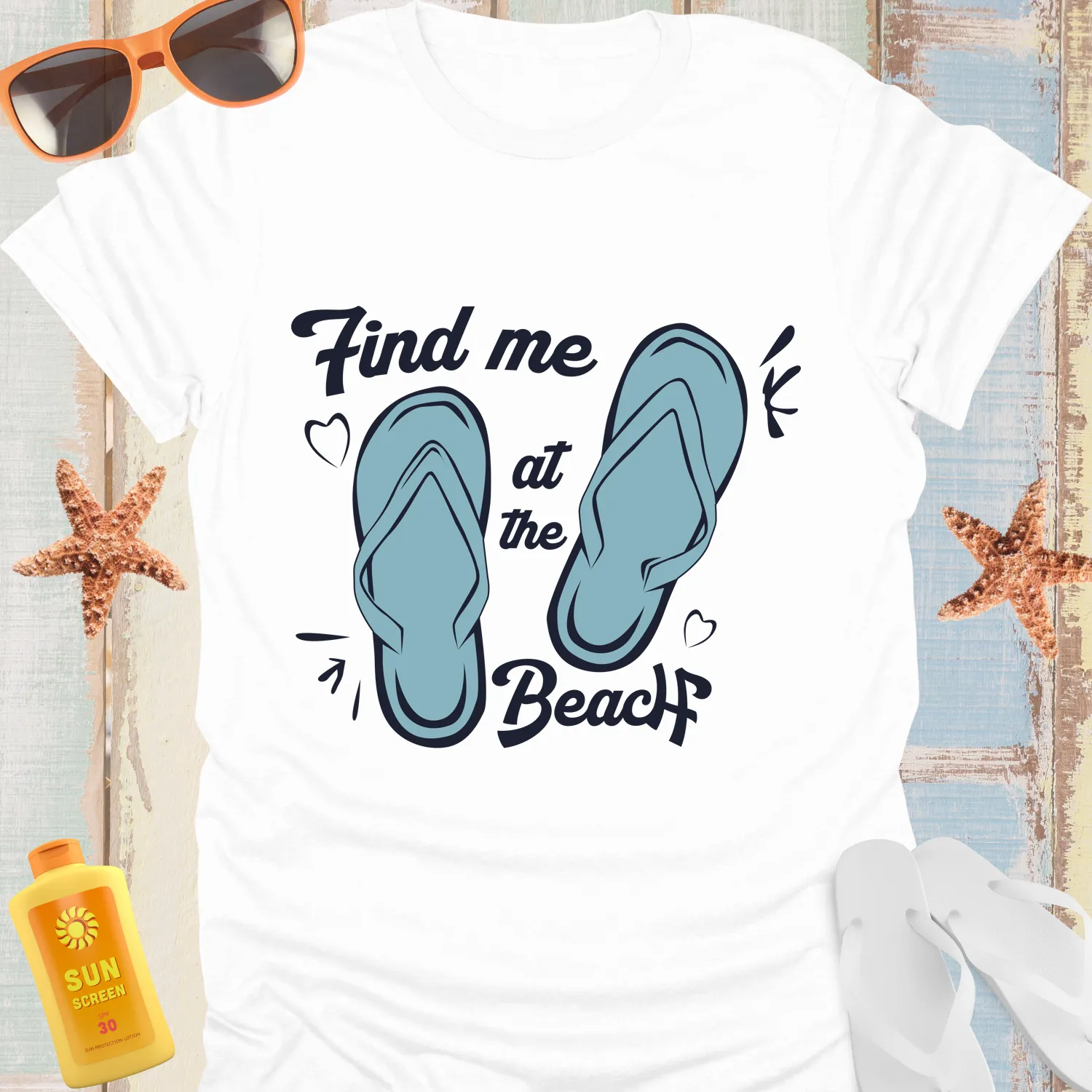 Beach Find Me At The Beach T-Shirt With Flip-Flops