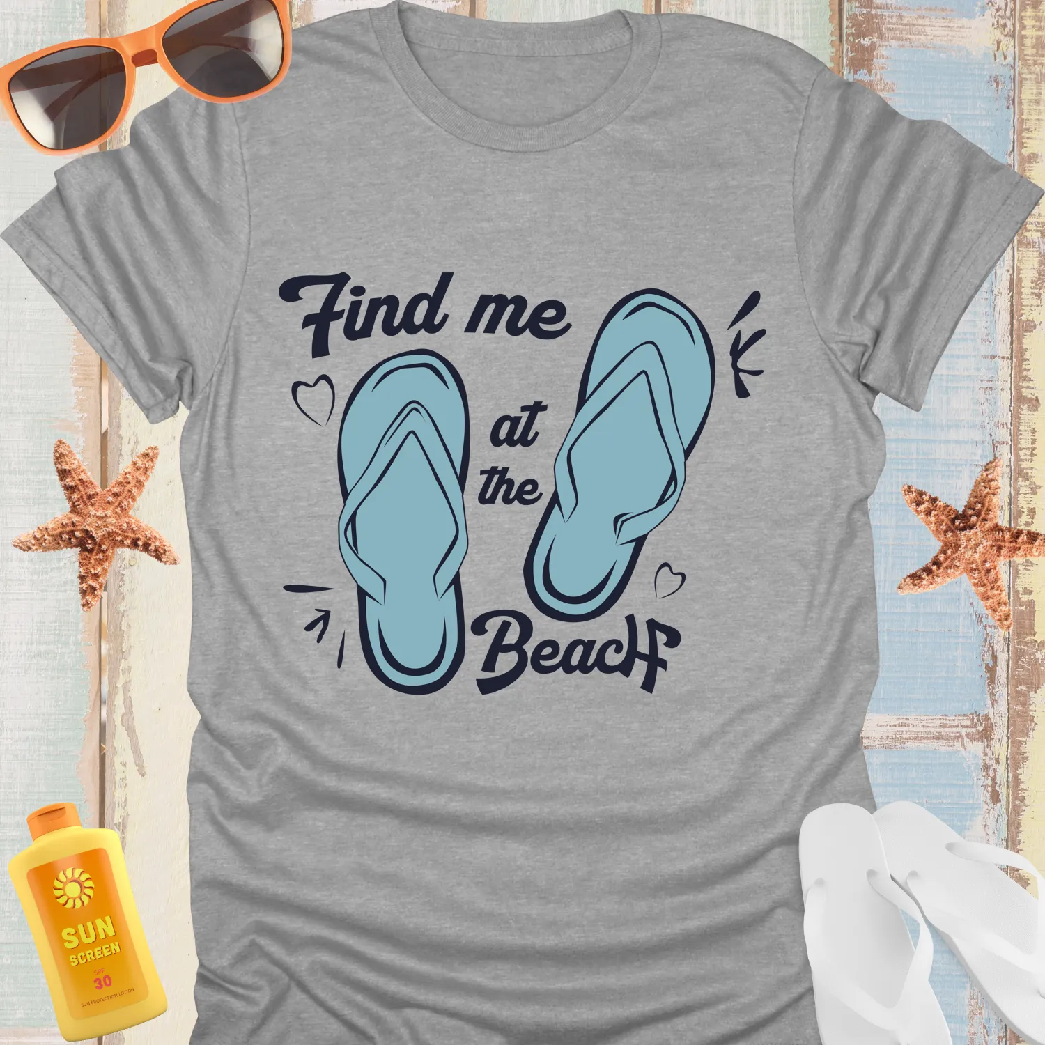 Beach Find Me At The Beach T-Shirt With Flip-Flops