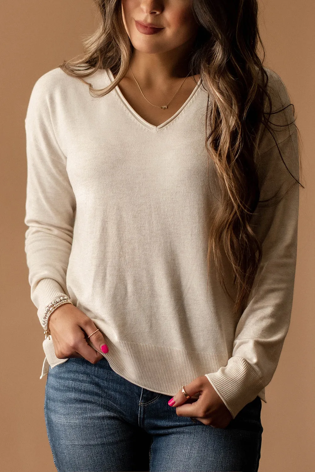 Before You Go V-Neck Sweater (Oatmeal)