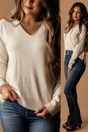 Before You Go V-Neck Sweater (Oatmeal)